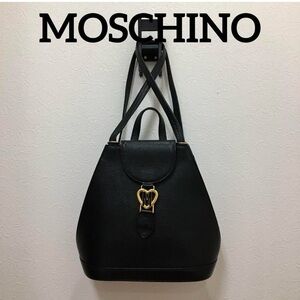 Vintage Moschino Black Leather Backpack - LIKE NEW!!